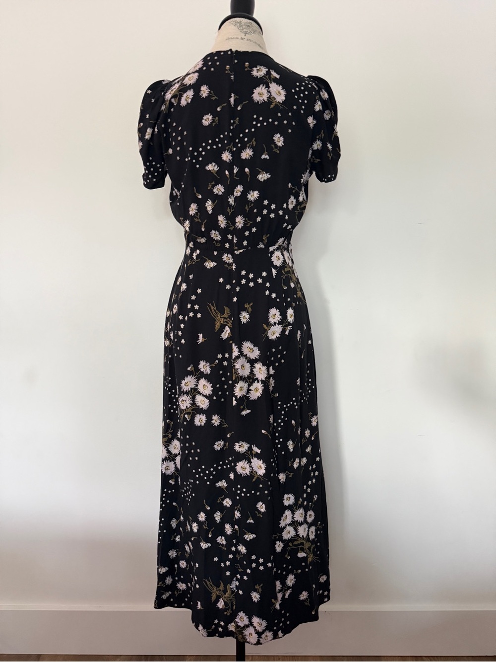 Madewell Black Floral V-Neck Midi Dress - Picture 3 of 11
